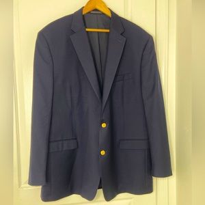 RALPH LAUREN NAVY BLUE GOLD METAL BUTTON 100% WOOL BLAZER JACKET  48L sport coat